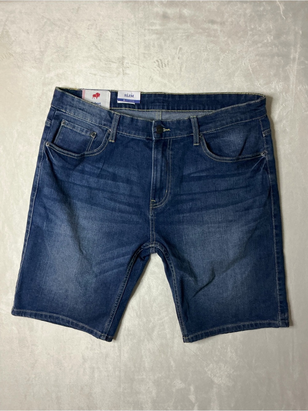 Men's Slim Denim Jean Shorts in Dark Blue